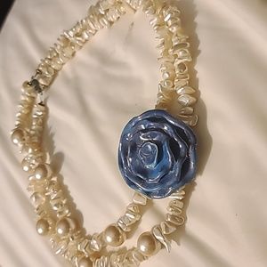Vintage necklace blue shells